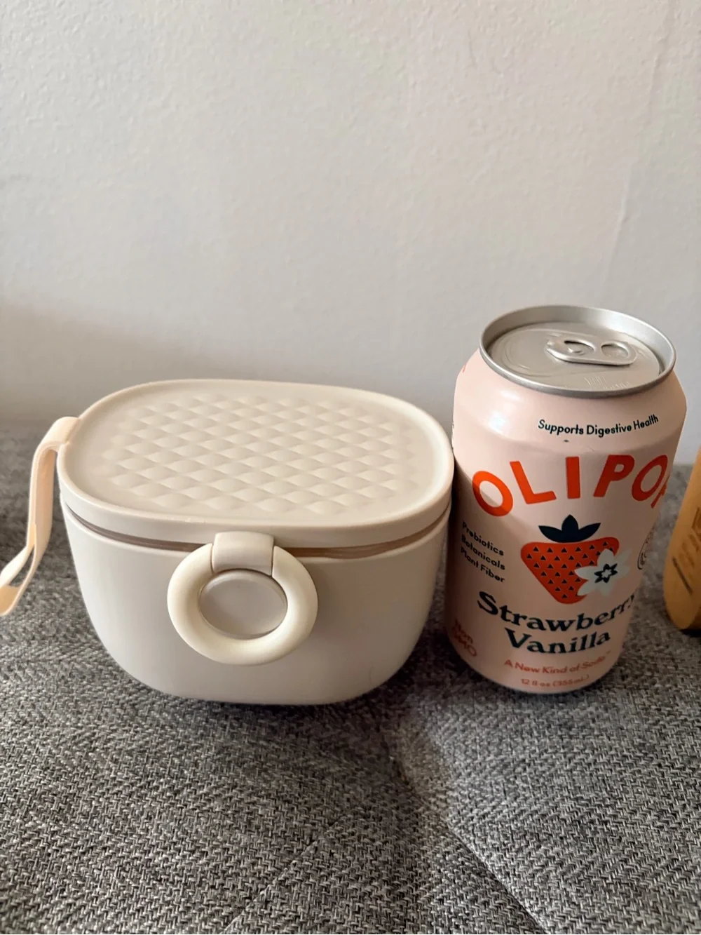 Neutral Cream Portable Storage Container with Strap